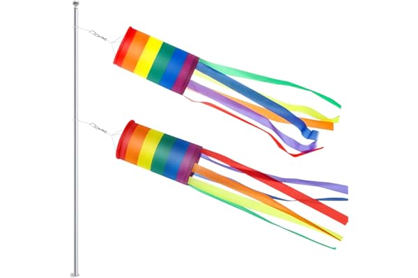 BOAO 2 Pièces Manche à Air pour Extérieur, Manche à Air Arc-en-Ciel Drapeau à Vent Colorée Imperméable, Fierté Gay et Lesbienne, Décoration Suspendue de Jardin Extérieure, 61 cm
