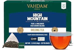VAHDAM, High Mountain Oolong Tea Bags (30 Count) Non GMO, Gluten Free | Naturally High Grown Oolong Tea Leaves - Light & Floral | Individually Wrapped Pyramid Tea Bags | Direct from Source