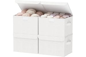 GUOHNHE Förvaringskorg med lock, garderobslådor, 4-pack, vit, 25 x 19 x 16 cm