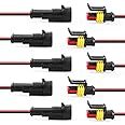 moinkerin 5 Pieces 2 Pin Waterproof Electrical Connector Plug 12v Waterproof Connector Automotive Wire for Boats, Motorcycles, Scooters, Trucks, Quad Bikes, Bicycles and Tricycles