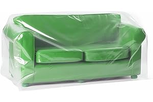 Belinlen 64”Wx42”Dx34”H Plastic Couch Cover for Sofa 2 Seats, Bench and Large Items, Clear Thick Heavy Duty Plastic Furniture Covers for Moving, Renovation or Storage (4mil Thickness)