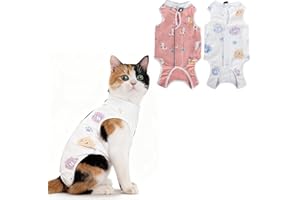 MUU 2 PCS Body Gata Eterilizacion, Trajes de Recuperación para Gatos, Ropa Postoperatoria Transpirable para Gatas y Gatitos con Heridas Abdominales, 2~4 KG Gatas