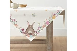 ‎ARTOID MODE Artoid Mode Blumen Hasen Osterei Ostern Waschbare Tischwäsche, Saisonaler Frühling Küche Tisch Dekoration Drinnen Urlaub Party Dekor 85x85 cm