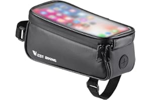 CalmGeek Bolsa impermeable para cuadro de bicicleta, bolsa para manillar de bicicleta de montaña, bicicleta de carretera, Ebikes, compatible con smartphone de hasta 7 pulgadas (negro-type2)