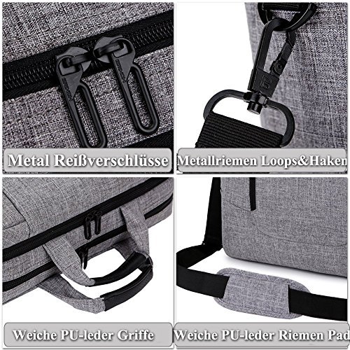 BRINCH 15,6 Zoll neue weiche Nylon stoßfest Laptop Computer Umhängetasche Messenger Bag Aktentasche mit Taschen & Griffe und abnehmbaren gepolstertem Schulterriemen für 15 – 15,6 Zoll Laptop / MacBook / Notebook / Chromebook / Tablet Computer, Hellgrau - 6