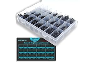 KUBOWAI Lot de 1200 Joints Toriques en Nitrile 24 Tailles Noir Pour Réparation de Voiture, Sanitaire, Jardinage, Hydraulique, Rondelles de 6 à 28 mm de Diamètre
