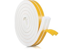 AIDEGER Taśma uszczelniająca do drzwi, samoprzylepna taśma piankowa, uszczelka do drzwi, okien, gumowa uszczelka do kolizji, izolacja akustyczna, długość całkowita (12 x 10 mm x 4 m, biała)