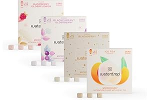 WATERDROP MICRODRINK waterdrop® Microdrink Berry Set - Water Flavouring - Hydration Tablet - Natural Fruit Mix - Vitamin C - Sugar Free - Raspberry - Blackberry - Acai - Peach - 48 Drinks