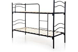 DOLCI SOGNI Letto a Castello per Adulti e Bambini Scomponibile in 2 Letti Singoli 80x190 cm, Altezza 150 cm, Colore Nero, Letti a Castello con 2 Rete Letto Singolo 80x190 cm