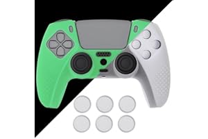 ‎EXTREMERATE eXtremeRate PlayVital Schutzhülle für ps5 Controller Hülle,Case Anti-Rutsch Schutzhülle Skin Zubehör,6 Stück Aufsätze für ps5 Controller(3D Noppen Edition,Glühen im Dunkeln - Grün)