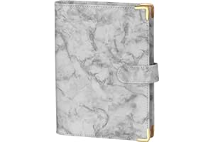 Classycoo A5 Leather Notebook Binder, 6 Ring Binder Planner Notebook Cover for A5 Filler Paper,Loose Leaf Personal Planner Binder Cover with Magnetic Buckle Closure, Grey (Inner Paper Not Included)