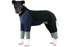Hjumarayan Pijamas para Perros, Body Perro Post Cirugía Body Quirurgico Elástico Mono con Cremallera Trasera, Cobertura Total Traje Postoperatorio Fresco y Cómodo para Paseos, Negro 2XL