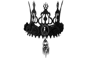 JUSTUSNX Estilo barroco, corona negra de Halloween, vampiro, segador, cosplay, fiesta de Halloween, tocado para mujeres y mujeres