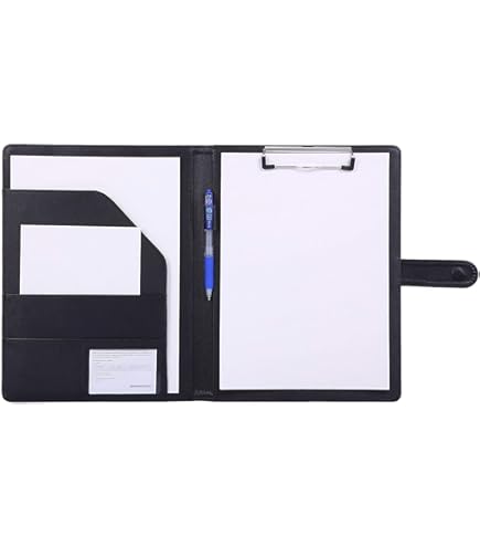 Porte-Bloc à Rabat Avec Pince A4 Papiers En PU Cuir Portfolio Porte