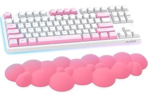 AJAZZ Cloud-Soft Ergonomic Wrist Rest for 100 Keys 87 Keys 68keys Keyboard PU Material Anti-Slip Rubber Base Memory Foam Cloud-Shaped Palm Rest for Computer Laptop,Pain Relief,15.2 * 4.4 * 1.2 inch-Blue