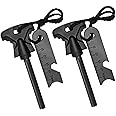 Excefore Flint Fire Starter, 4.25 Inch Survival Ferro Rods Starter with Easy Grip Handle and Multifunction Striker, Waterproof Flint Fire Can be Struck 15000 Times for Camping, Hiking (2 Pack)