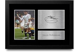 HWC Trading FR Jason Robinson England Gifts Printed Signed Autograph Picture for Rugby Union Fans - A4 Framed