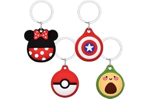 JASLONGRI AirTag Cartoon-Muster-Schutzhülle, Airtag weiche Silikonhülle, Zubehör umfasst Schlüsselring/Taschenanhänger/Gepäckanhänger/Hundehalsbandanhänger (3843)