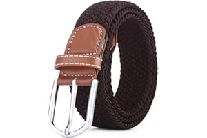 BOZEVON Ceinture tissée élastique - Ceinture en tissu extensible tressé multicolore pour hommes femmes