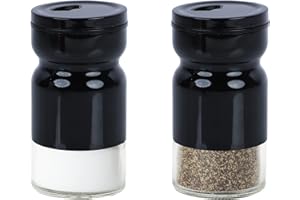 SERVETTE HOME Salière et poivrière en verre et métal - Lot de 2 - Noir
