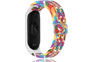 Keecuty Nylonowa bransoletka do Mi Band 6/5/4/3, elastyczny materiał, pleciona, miękki nylon, sportowa, elastyczna, oddychająca, rozszerzalna bransoletka do zegarka Mi 6/5/4/3