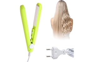 AOMIGT Fer à Lisseur 2 en 1, Lisseur Cheveux Court, Mini Fer à Lisser en Céramique, Petit fer à friser de voyage, Pour Tous Types de Cheveux,Frange, la Maison ou le Salon (vert)