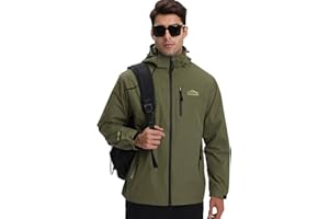 HVECZIXP Uomo Giacca Impermeabile con Cappuccio Rimovibile, Giacca Antipioggia Leggera Cappotto Antivento da Esterno per Escursioni e Viaggi Alpinismo