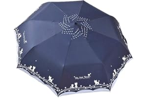 SUNHUITOY Windproof Compact Travel Folding Cute Cat Umbrella,Auto Open Close Rain&Sun Lightweight Portable Umbrellas with Cover for Kids Women Men
