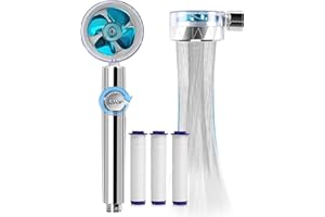 Givenme Soffione Doccia, Risparmio Idrico Doccia, Doccino per Doccia ad Elica ad Alta Pressione, Soffione Doccia Anticalcare Girevole a 360 °, con 3 Elementi Filtranti in Cotone PP’ (Blu)