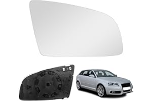 SOEKODU Cristal de Espejo Compatible con Audi A3/S3 2004-2008, A4/S4 2002-2008, A6/S6 2006-2008, Cristal de Espejo Exterior Hiperbólico Asférico Retrovisor Térmico