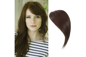 Dsoar Frangia Clip In Bangs Laterale Air Bangs Capelli Umani Frangetta Frontale Dritta Natural Posticci per Capelli Donna(Marrone Scuro)