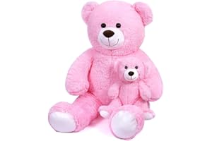 SNOWOLF FamilyBears duży pluszowy miś, przytulanka, zabawka, miś, lalka dla dzieci, przyjaciółki (różowy, 100 cm)