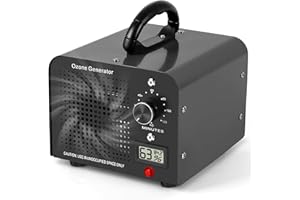 ZILCHX Ozongenerator, 60000mg/Std Ozongerät mit Temperatur- und Luftfeuchtigkeitsanzeige, Ozon Luftreiniger mit 120 Min Timer, für Auto, Wohnung, Raum, Rauch, Haustiergerüche und Küchengerüche, Schwarz