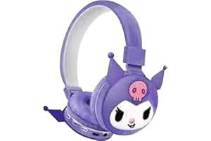 Roffatide Auriculares Bluetooth plegables y ligeros de dibujos animados para viajes y oficina, con aplicación, graves profundos y ajuste cómodo