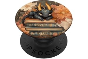 CUTE COTTAGECORE DRAGONS WITH BOOKS DESIGNS Dragon Books Cottagecore Bookworm Flowerful Bookish PopSockets mit austauschbarem PopGrip