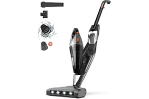 Hihhy Akku Staubsauger, 30000Pa Staubsauger Kabellos, 220W Kabelloser Stielstaubsauger Beutellos, 50 Min Laufzeit, Hochleistungsfilter*9, 6 in1 Vacuum Cleaner für Auto Tierhaar Hartböden