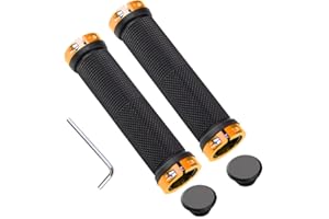 QitinDasen 1 Paio Professionale Impugnature Bici, Manopole MTB Ergonomiche, Manopole Bici Gomma, Manopole Manubrio Bici, Impugnature Bicicletta per Diametro Esterno di 22mm (Dorato)