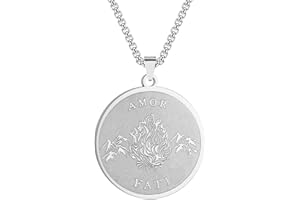 Chereda Stainless Steel Amor Fati Pendant Necklace For Women Men Medallion Philosophy Memento Mori Stoic Necklace