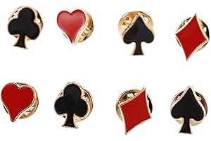 HOLIBANNA 8Pc Vestito Spilla in Lega Spilla Spilla Nero Vanga Cuore Rosso Abito Quadrato Stud Aces Club Diamante Carte da Gioco Perni da Uomo (Stile Casuale)