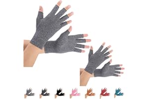 Brace Master 2 paires Gants d'Arthrites Compresse des Gants, Réchauffe des Joints de Doigt,Soulage les Douleurs Polyarthrite Rhumatoïde,Arthrose,Syndrome de Canal,Carpien,Tendinite(Large, Gris)