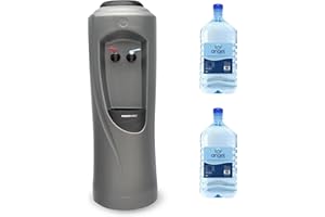 Hydrate Direct Core Water Cooler Package 4 | Water Dispenser Plus 2 x 12L Bottles of Natural Water, Hot & Chilled Temperature, Grey/Silver