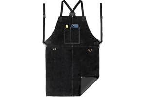 LEASEEK Saldatura grembiule da lavoro in pelle da uomo,Heavy Duty Shop grembiule, Grembiule Uomo da Lavoro di Cuoio Molto Resistente per Fabbro o Falegname