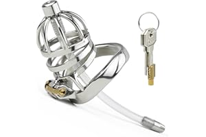 ANNGEOK Keuschheitsgürtel mit Harnröhren-Dilator für Männer, Edelstahl Metall Peniskäfig Cock Cage SM Bondage Fetisch Keuschh