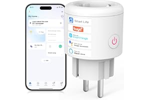 SURFOU Presa Smart Intelligente WiFi, Timer Presa Elettrica Compatibile con Alexa e Google Home, Funzione Temporizzata Domotica con Misuratore di Consumo, Controllo Vocale, App Tuya/Smart Life,16A