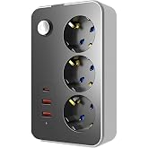 MOBEE Termal Akım Korumalı USB ve Type-C 2.1A Şarj &Ccedil;ıkışlı 10A 2500W 3'l&uuml; Uzatma Grup Priz 2 Metre 3414