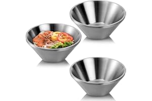 YOUEON SUS304 Lot de 3 bols mélangeurs à double paroi en acier inoxydable, à bord plat, 750 ml, bols gigognes pour la cuisine, la pâtisserie, facile à nettoyer, bols métalliques