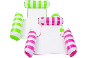 INDIMIZATION Inflatable Pool Float adults 2 Pack 4-in-1 Inflatable Water Hammock Swimming Pool Floating Chair Relax in the Swimming Pool, Beach, Bathroom,and Water Lounge Summer Holiday (Pink+Green)