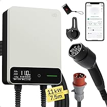 Dé Wallbox Typ 2 11kW Mit APP & RFID – 3-phasiges EV-Ladegerät 400 V, 6–16 A, 7,5 M Kabel Mit Kabelhalter – RCD Typ B & IP54, Effiziente Ladestation Für Zuhause, Schwarz