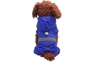 Ducomi Animal House – Impermeable Perro Talla Pequeña y Media – Capa de Lluvia para Perros con Cierre de Botones Clip y Capucha – Abrigo con Banda Reflectante de Seguridad (XL, Blue)