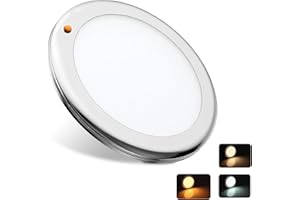 camperxlite Lámpara de techo LED 3CCT DC12V Campervan-2700K/4000K/6000K-860LM, diámetro de 7.09 pulgadas redonda para caravana con interruptor CCT e interruptor de atenuación de encendido/apagado